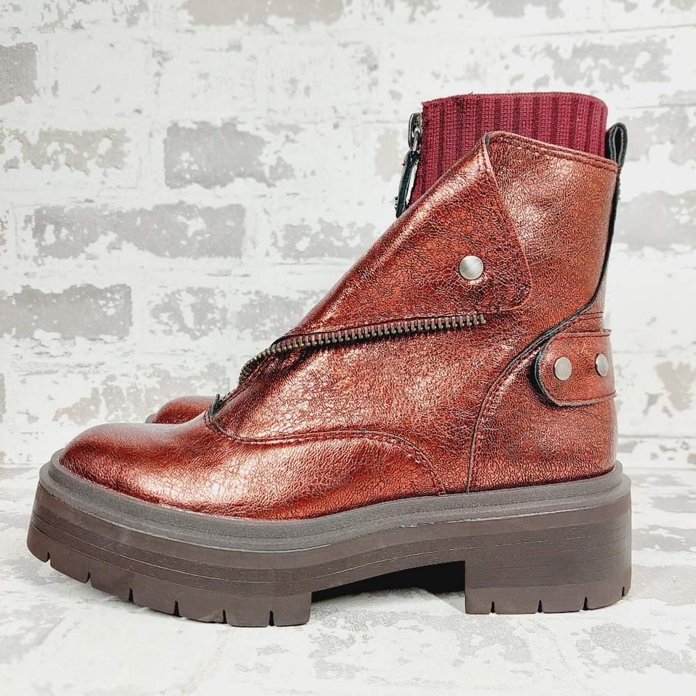 Sam Edelman Shimmering Copper Ankle Booties